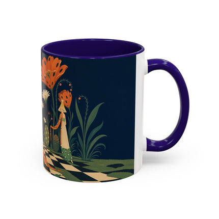 🌼🧡 The Midnight Floral Masquerade Colorful Mug – Art Deco Fashion Fantasy