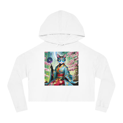 Cyberpunk Geisha Cropped Hooded Sweatshirt
