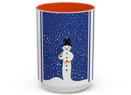 Snowman in Falling Snow Colorful Mugs (11oz, 15oz)