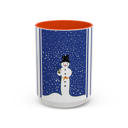Snowman in Falling Snow Colorful Mugs (11oz, 15oz)