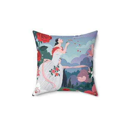 🌹💌 The Garden Of Blown Kisses Square Pillow – Art Deco Floral Romance