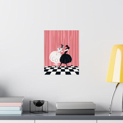 🎭🖤 The Ladies Of The Midnight Masquerade Matte Vertical Poster – Art Deco Fashion Illustration