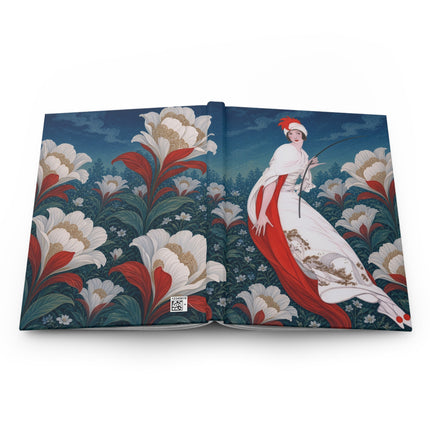 🌺❤️ The Lady Of The Scarlet Lily Garden Hardcover Journal – Art Deco Floral Elegance