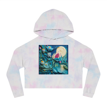 Ethereal Moonlit Lake Women’s Cropped Hooded Sweatshirt