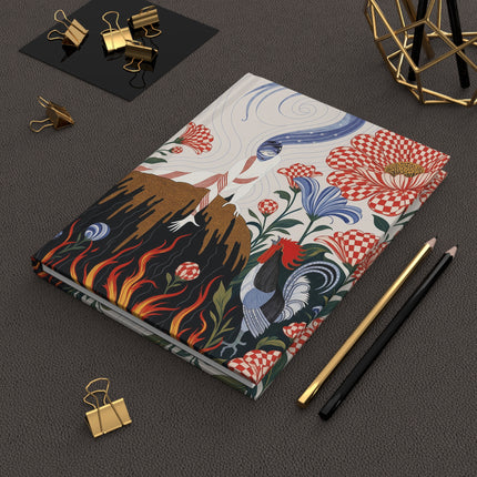 🐓🔥 The Lady Of The Enchanted Fire Garden Hardcover Journal – Art Deco Floral Fantasy