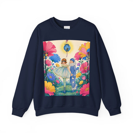 🌸🏮 The Lantern Garden Stroll Crewneck Sweatshirt – Art Deco Floral Whimsy