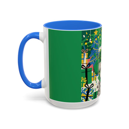 🍀🎄 The Emerald Holly Christmas Colorful Mug – Art Deco Holiday Elegance