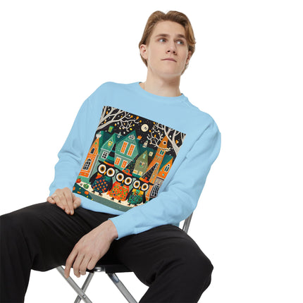 Night of the Trick-or-Treating Owlets Unisex Garment-Dyed Sweatshirt