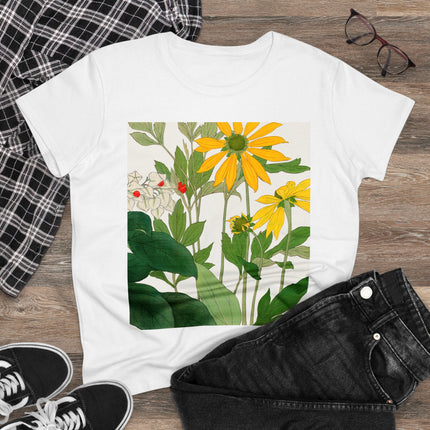 Clerodendrum & Rudbeckia Flower by Tanigami Kônan Women's Midweight Cotton Tee