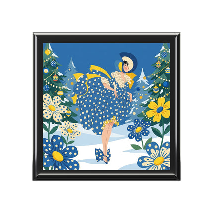 💙🌼 The Bluebell Christmas Promenade Jewelry Box – Art Deco Holiday Fantasy