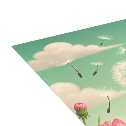 🌸🌬️ The Dandelion Wishes Kitten Greeting Card – Whimsical Floral Meadow