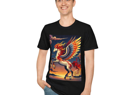 Flame-Winged Horse at Sunset Unisex Softstyle T-Shirt