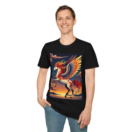 Flame-Winged Horse at Sunset Softstyle T-Shirt