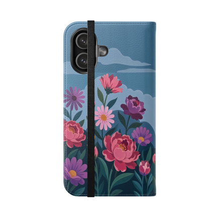 🌸☁️ The Lady Among The Giant Flowers Flip Case – Art Deco Floral Fantasy