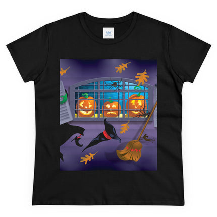 Whimsical Halloween Mischief Women's Midweight Cotton Tee