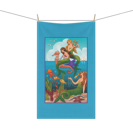 Three Mermaids with Strings of Pearls by Carlo Chiostri Kitchen Towel