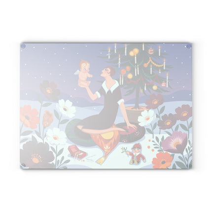 👼🎄 Christmas Angel's First Noel Glass Cutting Board – Whimsical Holiday Fantasy