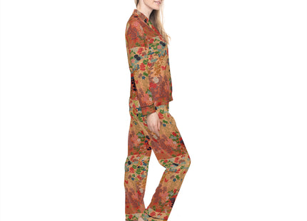 Japanese Fan Flower Pattern by G.A. Audsley Women's Satin Pajamas (AOP)