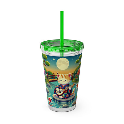 Melodic Kitten by the Koi Pond Sunsplash Tumbler with Straw, 16oz