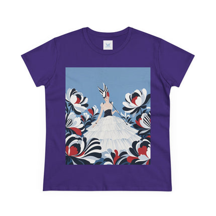🖤🌸 The Black And Ivory Blossom Garden Cotton Tee – Art Deco Fashion Illustration