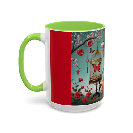 Reading in a Painted Garden Colorful Mugs (11oz, 15oz)