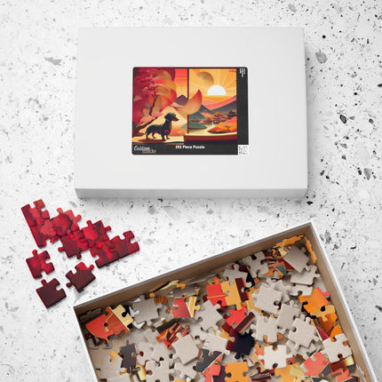 Dachshund's Sunset Artistry Puzzle (110, 252, 520, 1014-piece)