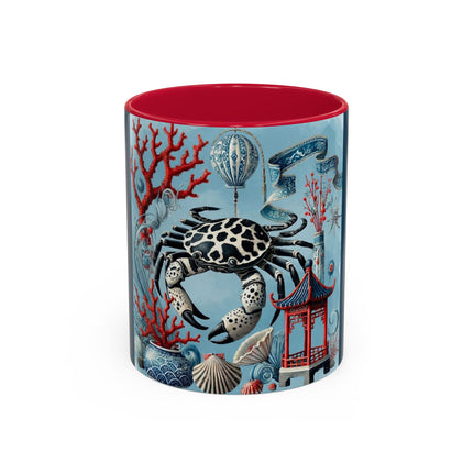 Spotted Crab & Pagoda Colorful Mug – Mystical Ocean & Asian Harmony