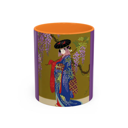 Wisteria Elegance Colorful Mug (11oz, 15oz) – Floral Beauty, Kimono Art & Timeless Grace