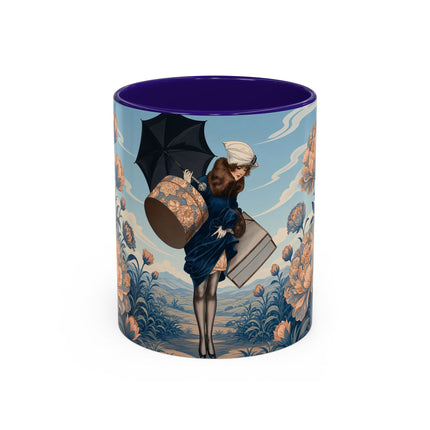 ☔🌸 The Grand Floral Journey Colorful Mug – Art Deco Travel Elegance