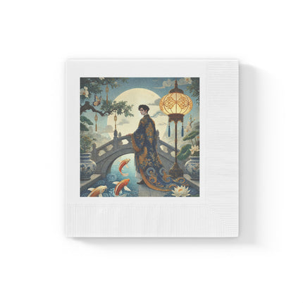 Moonlit Bridge Gentleman White Coined Napkins – Imperial Serenity & Moonlit Harmony