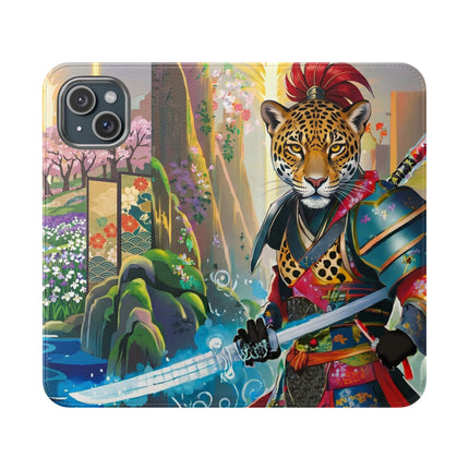 🐆⚔️ Circuit Samurai Jaguar Flip Case – Neon Power & Electric Honor