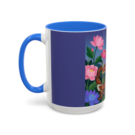 The Lady And The Garden Dragon Colorful Mugs – Art Deco Mythical Botanical Elegance