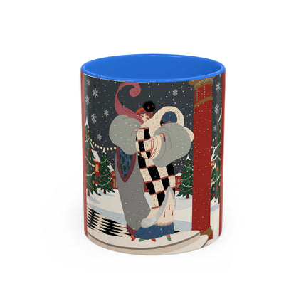 ❄️✨ The Winter Couture Promenade Colorful Mug – Art Deco Holiday Elegance