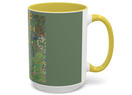 Farm Garden with Sunflowers by Gustav Klimt Colorful Mugs (11oz, 15oz)
