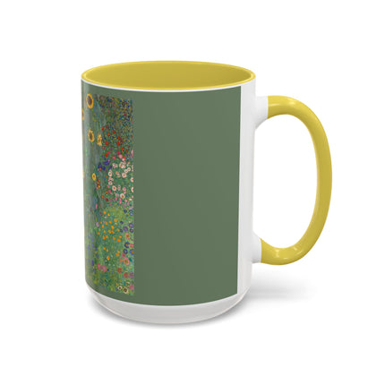 Farm Garden with Sunflowers by Gustav Klimt Colorful Mugs (11oz, 15oz)