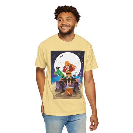 Moonlit Pirate Halloween Unisex Garment-Dyed T-shirt