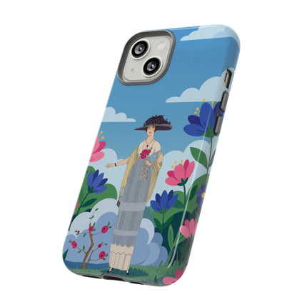 🌸🎩 The Lady Of The Grand Flower Garden Phone Case – Art Deco Fashion Illustration