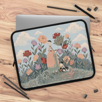 🌸🎀 The Lady And Her Little Companion Laptop Sleeve – Art Deco Garden Elegance