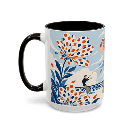 🌼🧡 The Polka Dot Wind Dancer Colorful Mug – Art Deco Fashion Whimsy