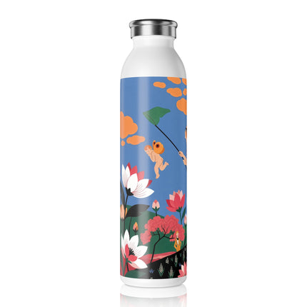 🌸🦋 The Butterfly Garden Adventure Slim Water Bottle – Art Deco Floral Whimsy