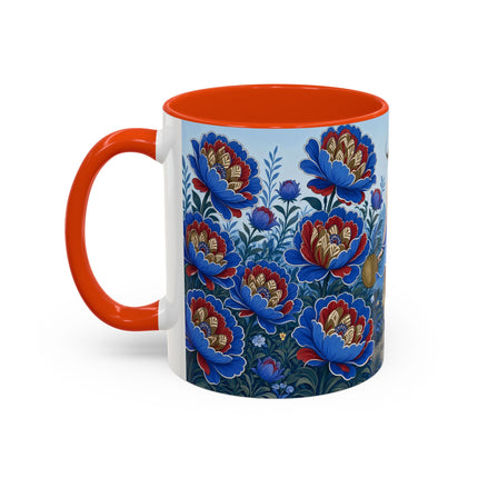 💙🌺 The Sapphire Blossom Garden Dancer Colorful Mug – Art Deco Fashion Fantasy