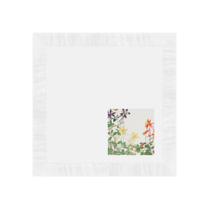 Aquilegia Flower by Tanigami Kônan White Coined Napkins