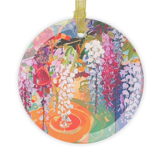 Golden Wisteria Elegance Glass Ornament