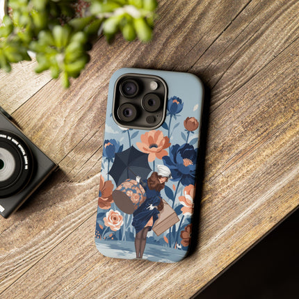 ☂️🌺 The Lady Of The Traveling Garden Phone Case – Art Deco Floral Adventure
