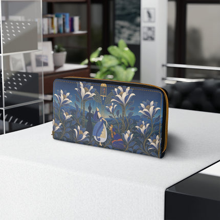 🌸💙 The Enchanted Blue Lily Courtship Wallet – Art Deco Floral Romance
