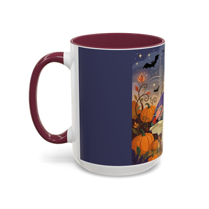 🌙🎃 The Moonlit Garden Walk Colorful Mug – Elegant Halloween Charm