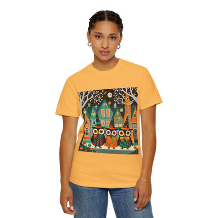 Night of the Trick-or-Treating Owlets Unisex Garment-Dyed T-shirt