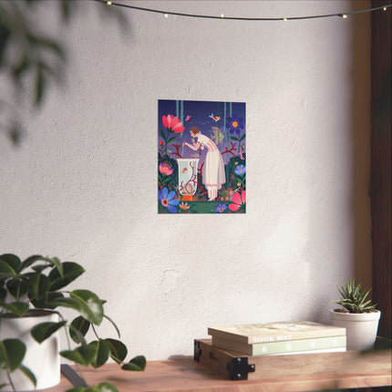 🐠🌸 The Lady Of The Enchanted Aquarium Matte Vertical Poster – Art Deco Underwater Whimsy