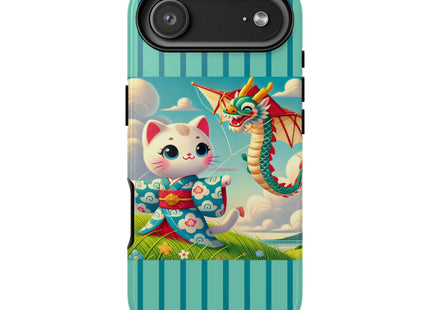 Geisha Kitten and the Dragon Kite Phone Cases