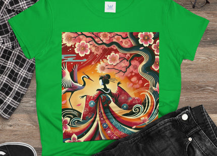 Fairy and Stork Beneath the Cherry Blossoms Cotton Tee